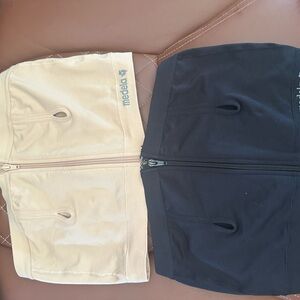 Medea Beige and Black Zip-Up Tops